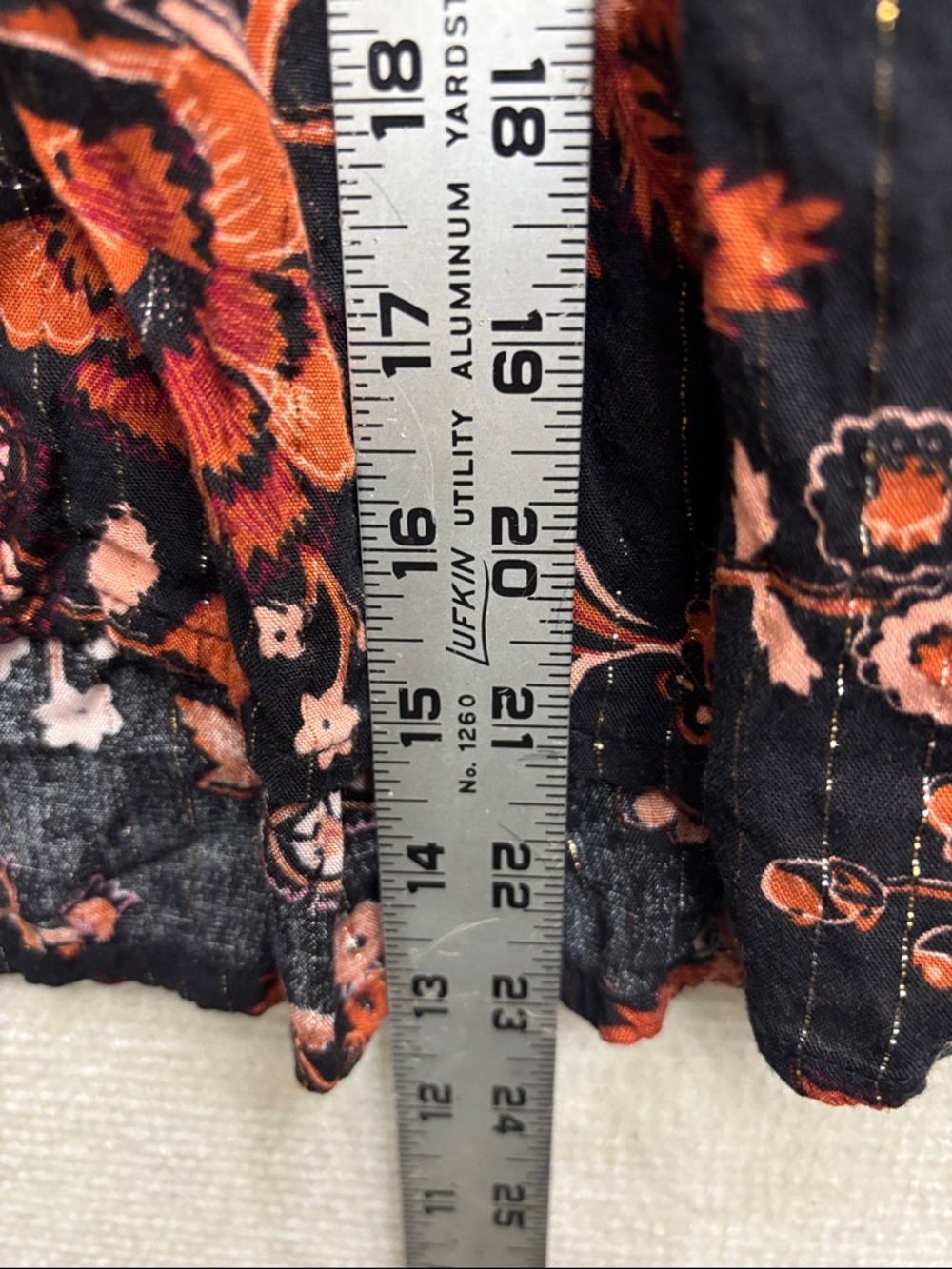 Jennifer & Grace | large boho Ruffle Long-Sleeve Blouse - Black with Rust Floral - Picture 2 of 5